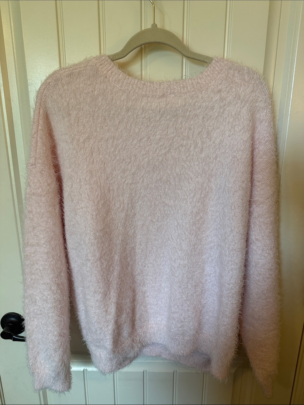 Holiday Time Pink Fuzzy Reindeer Crewneck Sweater - Picture 9 of 9